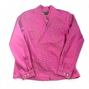 Bob Mackie Wearable Art Embellished Pink Zip Blazer – NWT - Size L